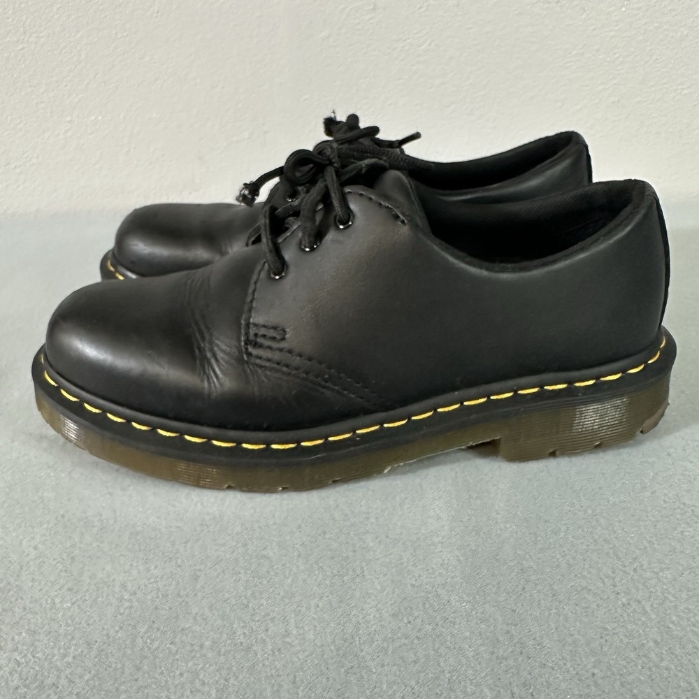 Dr Martens Oxford Shoes Mens 8 Women's 9 Black Leather 3 Eye Derby 1461 - Picture 2 of 9